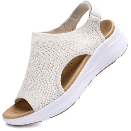 YESWIN Women Arch Support Orthotic Walking Sandals Comfortable Plantar Fasciitis Non-slip Casual Open Toe Adjustable Ankle Strap Sport Sandals for Summer Beach