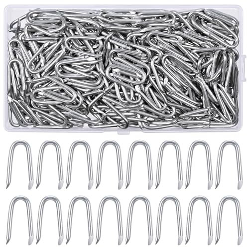 Szaboviktoria 300 Piezas Grapas en U,Clavos de Acero,Grapas para Vallas,Grapas,Clavos Forma U para Fijar al Suelo,Tienda Camping, Entramados de Cercas, Alambres de Espino