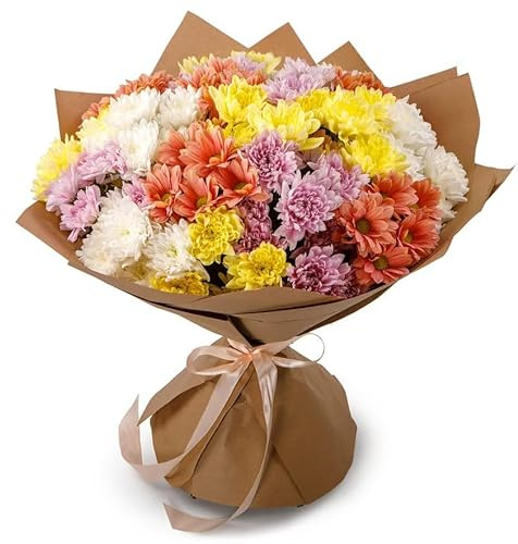 Ramo de Margaritas Frescas con 100 Flores de Crisantemo, Perfecto para Aniversarios