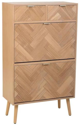 Mueble zapatero de madera 2 puertas y 2 cajones marrón 70x32x120 cm
