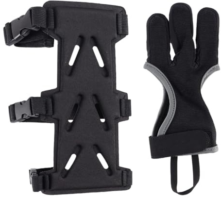 zalati Adjustable Archery Arm Guard And Finger Glove Set Breathable Forearm Protector With 3-Finger Glove For Teens And Adults Shooting Shooting Practice