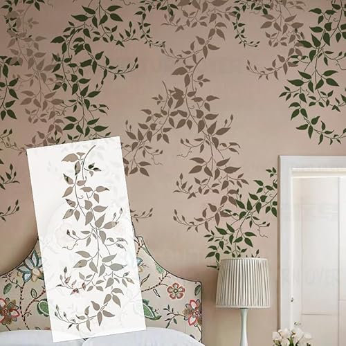 Plantillas de hojas de hiedra de vid de 106 cm para paredes, plantillas en la pared, decoración de manualidades, plantilla de gran tamaño para decoración de patrones S489