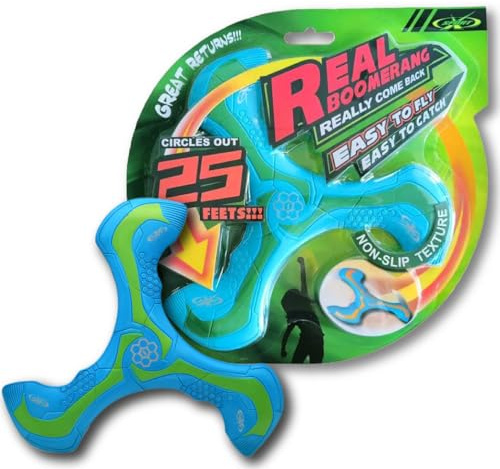 AMAZING TOYZ Soft Foam Boomerang 23cm Beginner Friendly, Safe Return Flight Outdoor Fun for Kids Age 6+ & Adults Perfect for Beach, Park & Backyard Games Blue