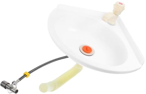 Artibetter Wall Mount Hand Sink Plastic Corner Wash Basin Drain Pipe Basin Tap and Soft Hose Wall-Hung Toilet Sink Suitable for Office Bathroom and Hotel Restrooms