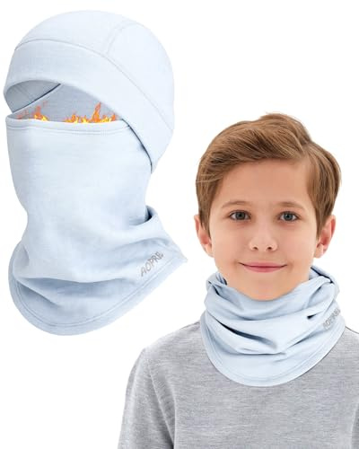 AOPREL Kinder Sturmhaube Winter, Modal-Wolle-Mix Balaclava Skimaske Multifunktional Winddicht Gesichtsmasken Schlupfmütze Sturmmaske Mütze mit Halswärmer für Jungen & Mädchen