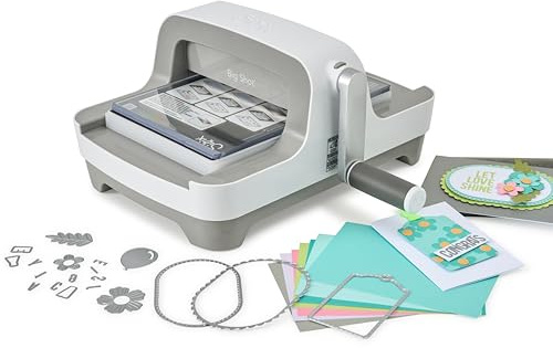 Kit iniziale Sizzix Big Shot, macchina fustellatrice manuale con fustelle, cartella per goffratura e cartoncino