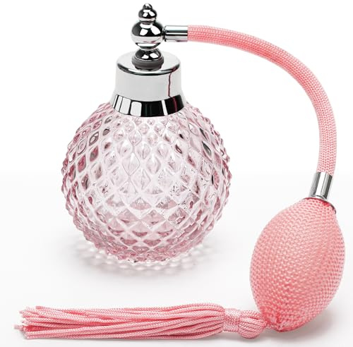 Coolrunner Crystal Art Vintage Style Refillable Perfume Atomizer Long Spray Bottle 100ml (Pink)