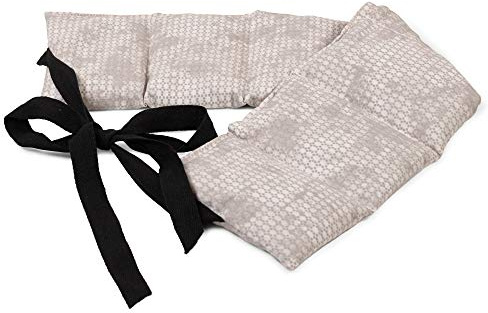 Coussin aux graines de lin, avec sangles, 65x15 - utilisable à chaud & compresse froide - pour dos, ventre et reins (à 7 compartiments, shabby chic gris-beige, 65x15 cm)