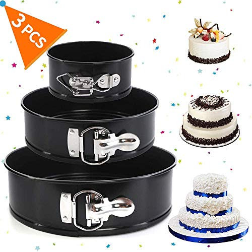 Mantraraj Cake Tin Set Nonstick and Leakproof 3 Pieces Cake Pan/Springform Cake Tin/Cheesecake 3 Tier Wedding Cake Pan Set with Removable Bottom