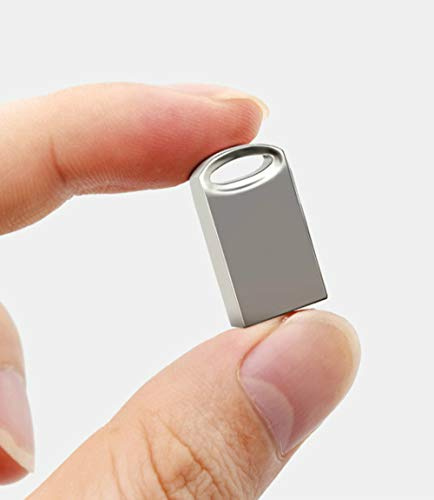 Mini USB Flash Drive, Metal USB Stick Memory Stick 32GB 64GB 128GB with Keyring Pen Drive Thumb Drive Data Storage Sticks, Silver (USB 3.0,32GB)
