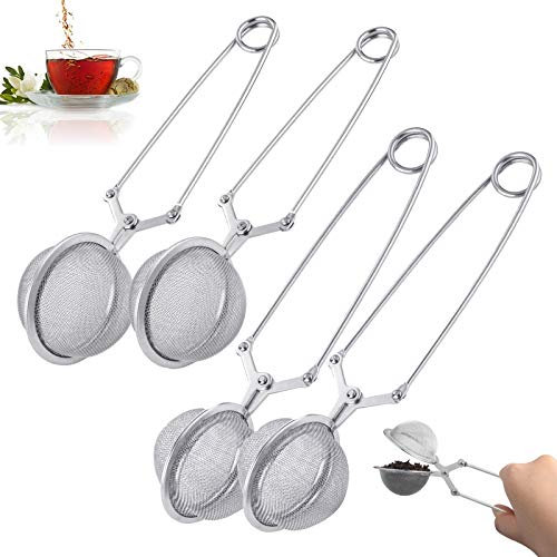 Ball Tea Strainer Tea Strainer Tè Sfuso Pinze Filtro Te Colino Tisane Tea Filter Long Grip Cucchiaio Infusore Filtro Tè Infusione Tea Infusore Acciaio Inox per Foglie tè Spezie Stagionatura 4 Pezzi