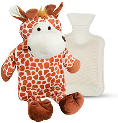 CHMMY Wärmflasche Kuscheltier Giraffe Kinder Wärmflasche Tier Heißwasserbeutel Gummi Plüsch Weichem Taillen Bezug Wärmegürtel Schmerzlinderung für Nacken und Schulter Rücken Beine Taillen