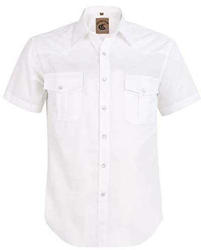 Coevals Club Chemise Hommes Manches Courtes Décontractée Western Cowboy Pearl Snap Short Sleeve Casual Two Pockets Button Up Shirts Regular Fit (White #5 M)