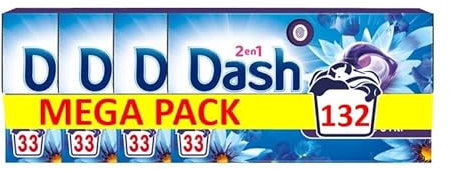 Dash 2in1 PODS, Lessive En Capsule, 33 Lavages, Envolée D’Air, Avec une touche d’huiles essentielles et Lenor, Fabriquée En France Lot de 4 ( l'emballage peut varier)