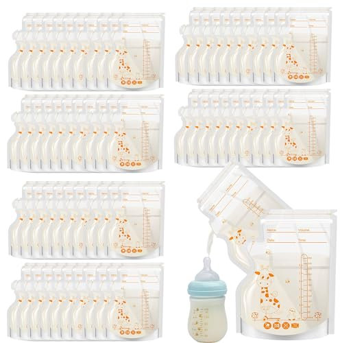 Gcffom 60 Beutel Muttermilchbeutel, 250ml BPA-freie Muttermilch Aufbewahrung Bag, Muttermilch Aufbewahrungsbeutel, Doppelreißverschluss Muttermilch Gefrierbeutel, Breast Milk Storage Bags