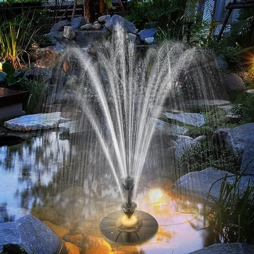 SZMP Springbrunnen für Gartenteiche 2025 NEU für draussen,6W LED Licht Teichpumpe 4 DIY Effekte mit 32.8ft Netzkabel,Schwimmender Fontäne Pumpe für Garten,DIY Wasserspiel,Teich,Fisch-Behälter