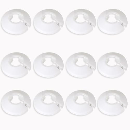 12 Pcs Radiator Pipe Covers White, Pipe Decoration Cover Special Fastener for 17 mm Diameter Water Radiator Heating Pipe White Plastic Pipe Collars Sleeve, Radiator Heating Pipe Tidy Pipework Tidy