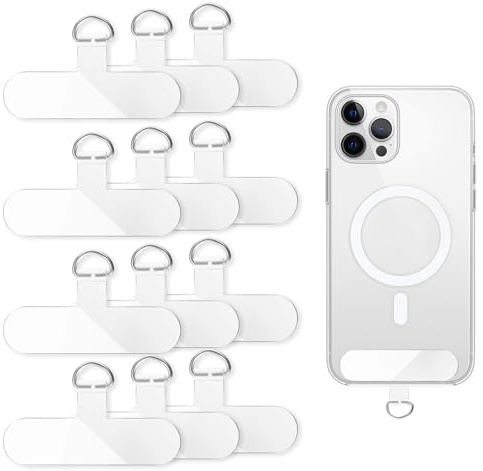 BOHUIZ 12 stycken mobiltelefonkedja universella plattor, transparent mobiltelefon snodd lapp