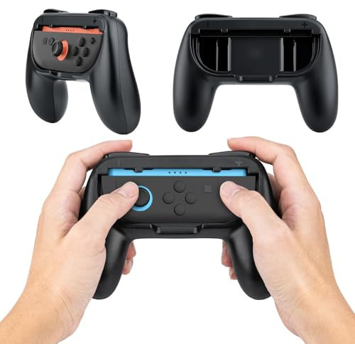 Tolesum Poignées pour Joy-Con NS Switch 2, Lot de 2 Grips Ergonomiques Noir avec Gâchettes L/R, Protection et Confort pour Manette NS2