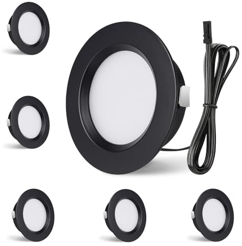 LUCKGULU 6er Set 12V LED Einbaustrahler Decke Dimmbar 3.5W 330lm Möbel Einbaustrahler 4000K Naturweiß Einbaustrahler LED Ultra Flach Bohrloch 55-58mm und 14mm Flache, IP44