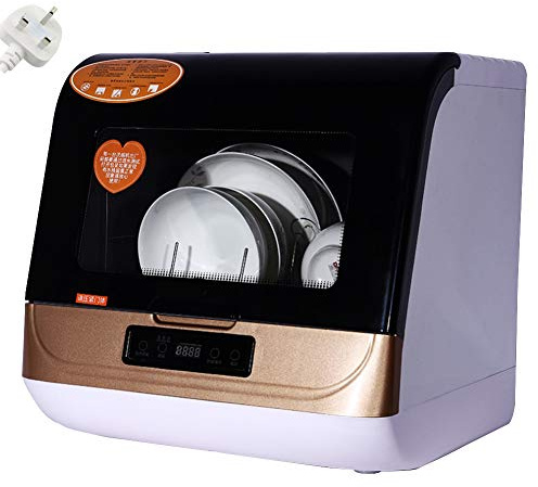 Minibord för diskmaskin, kompakt bänkskiva bärbar diskmaskin, helautomatisk 70 ℃ hög temperatur rengöring, sterilisering, torkning, med 3 lägen: Snabb tvätt, standard och stark, guld