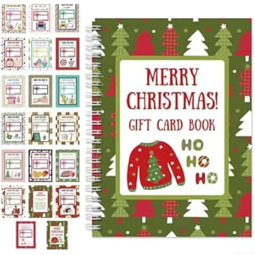 FACAIIO Livre de cartes de Noël personnalisé, 12,7 x 17,8 cm, reliure à spirale avec couverture rigide pour souvenirs de vacances, motif saisonnier multicolore (1 pièce)