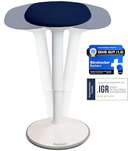 Standing Desk Stool Chair, Height Adjustable Stool 21-31 inch for Office and Classroom, Swivel seat, Anti-Slip Bottom Ergonomic Wobble Stool with Rocking Motion, Blue