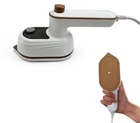 Plancha de Viaje 2 en 1, Mini Plancha Vapor Portátil de 38W Plegable 180°, con Calentamiento Rápido y Función Spray, Depósito de Agua 50ml para Ropa en Seco y Vapor, Blanco