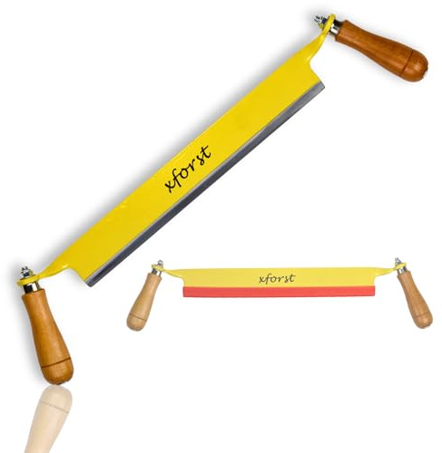 Xforst Cuchillo de Dibujo X-ET33 – Herramienta de Carpintería 26 cm – Cuchillo de Desbaste para Madera con Hoja de Acero al Carbono y Mangos de Madera – Ideal para Quitar Corteza y Tallar