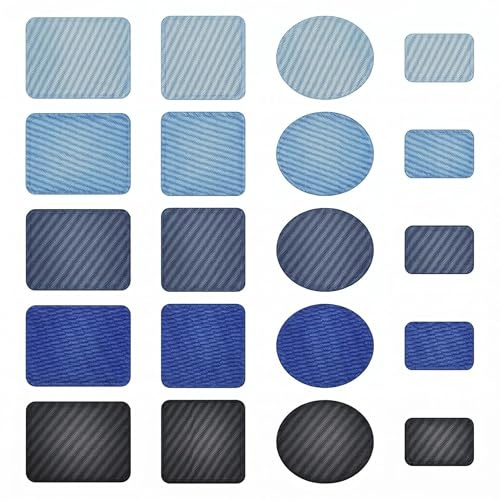 Intellitoy Jeans Repair Kit: 20 Pieces 5 Colors & 4 Shapes Iron on Patches & Ironing Fleece for Jeans Indoor/Outdoor Washable. (For Kids & DIY)