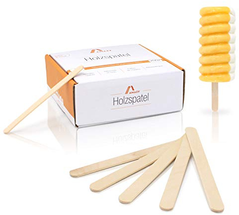 AMAZY Bâtonnets en Bois Naturel - Lot de 200 Bâtonnets de Bois de 11,4 cm - Spatules en Bois pour Loisirs Créatifs, Bricolage et Épilation à la Cire Chaude - Bâtonnets de Glace Jetables, 114x10x1,6 mm