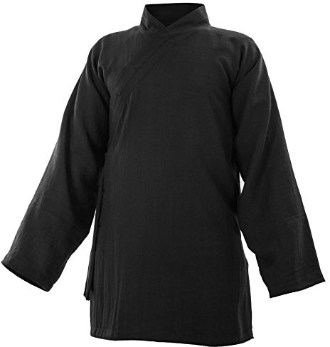 Coton (léger) Kung Fu & Tai Chi Shirt Col Diagonal Manches Longues - Costume Taiji, Noir , XL