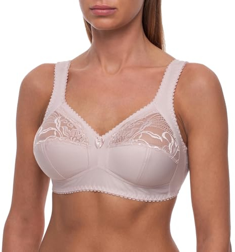 frugue Reggiseno Senza Ferretto Taglie Forti Pizzo Contenitivo Donna Beige IT 8D (EU 105D)