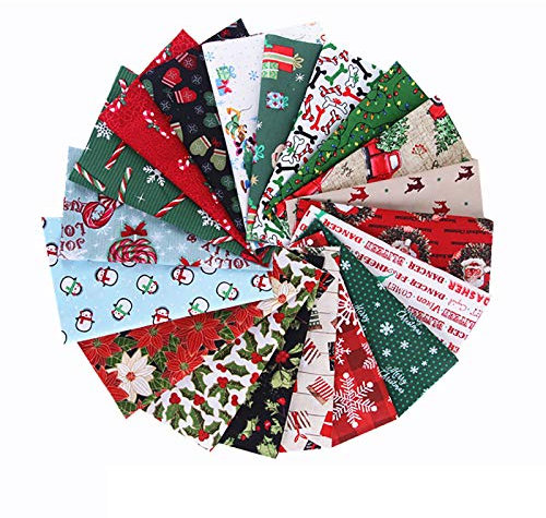 Baumwollstoff Patchwork Stoffe zum Nähen Patchwork Stoffe Paket Stoffreste DIY 5/10 Stück Mehrfarbig 20cm x 25cm Atmungsaktive Stoffe zum Nähen,Weihnachten Stil Quilten Baumwollstoff (10pcs)