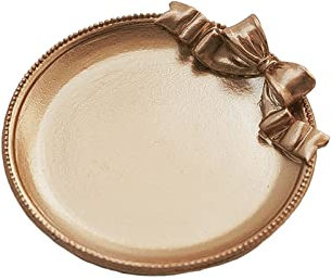 51buyoutgo Rose Gold Round Candle Plate, Decorative Candle Display Tray Dish Mat Plate Coaster, Small Rose Gold Candlestick Candle Holders Plate Set for Living Room Tables Home Decoration Bedroom