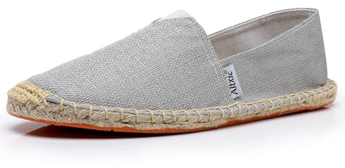 Altxic Espadrillas Piatte da Uomo Tela con Punta Chiusa e Slip on Grigio Chiaro 45 EU