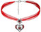 Damen Herz Edelweiß Halskette Trachtenkette Elegante Anhänger Kette Edelweiß Rot Herz Trachtenschmuck für Frauen Dirndl Lederhose Karneval