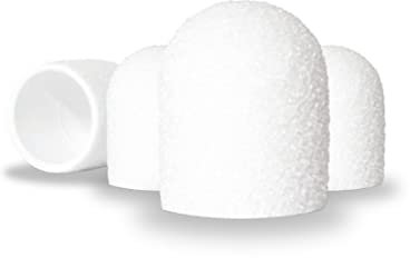 LALILL Capuchones Abrasivos LUX Blancos 10 mm – Grano 60 – 50 unidades – Fresa para Pedicura Eléctrica Pies - Punta para Fresa Remoción de Gel Cutículas - Puntas Profesionales para Taladro de Uñas