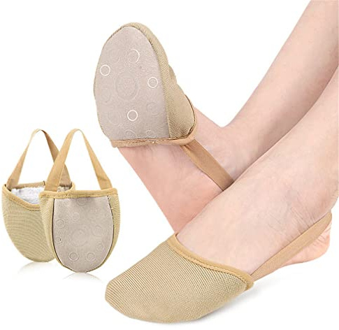 Xemz Ballet Dance Shoes Toe Pads, 1 Pair Elastic Toe Pouches Pad Soft Toe Cap Cover Toe Protectors, Anti-Slip Half Sole Ballet Pointe Shoes Socks Half Toe Shoe Sole Socks for Women Men Girls Boys (S)