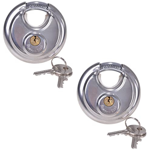 Preiswert&Gut 2X Sicherheits-Bügelschloss 70 mm – Vorhängeschloss für Diebstahlsicherung am Anhäbger und mehr 479 Gramm Hängeschloss, Diskusschloss und Rundschloss Inklusive 2 Schlüssel