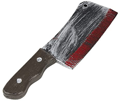 Ultra Halloween Bloodied Fake Cleaver Fancy Dress Accessory Prop Knife 30cm Long Slasher Knife with Fake Blood Chopping Knife Toy Plastic Weapon Pretend Cosplay Novelty Knife Dressing Up Accessory