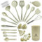 NestBlend Nonstick Biege Kitchen Utensils Set - 38 Pieces Kitchen Utensil Set - Kitchen Gadgets Cookware Set - Cooking Utensils Silicone Kitchen Set - Utensils Set with Holder Heat Resistant (Biege)