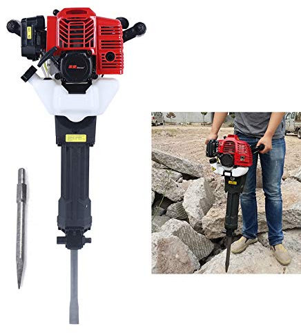 Abbruchhammer 2.5PS 55J Profi Benzin Abbruch Hammer 2 Takt Stemmhammer Meißelhammer mit Bohrer Set, Aufprallfrequenz 1500Bpm