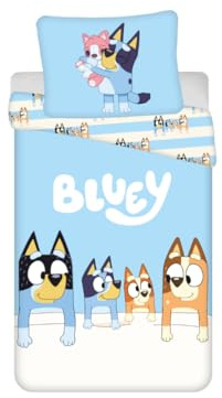 My sweety pop - Barnsängkläder - Bluey - 2 delar - barn - påslakan - vändbart - 140 x 200 - örngott - 70 x 90 cm, sängkläder - 100 % bomull - blå - ränder
