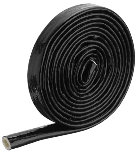 QUARKZMAN 0.4 ID 10 ft glasbelagd fibertejp silikon värmeskärmad brandmantel, för bilflexibla rör, elektriska kablar, svart