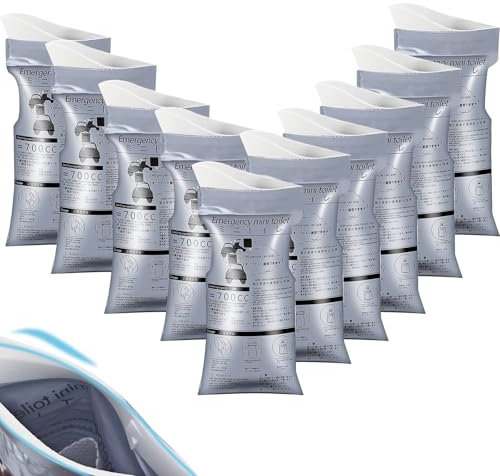 RAFIYU 10 Pcs Einweg-Urinbeutel für Unterwegs, Mobile Notfalltoilette im Auto, 700 ml Gel-Urinbeutel für Camping, Reisen, Auto Stau, Outdoor