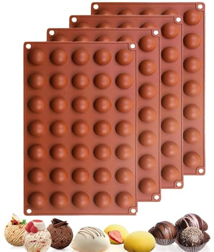 Exsbtay 4 Piezas Molde Silicona Semiesfera, Moldes de Chocolate de Media Esfera, Moldes de Chocolate Semi Redondos, Mini Moldes de Chocolate para Bombones, Pasteles, Gelatinas, Mousse de Cúpula