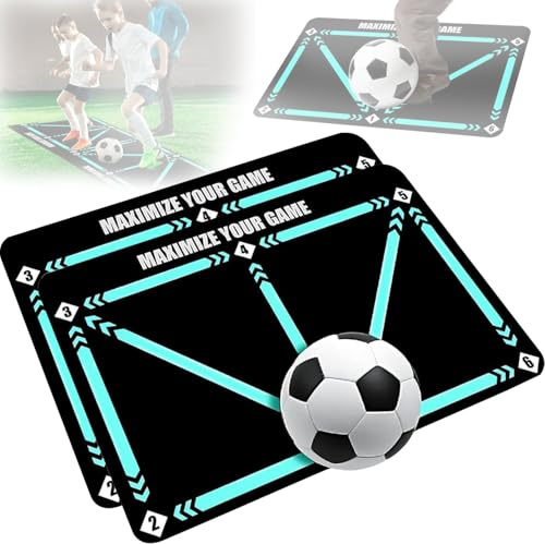 Cerkkapo Lot de 2 tapis de football 60 x 90 cm - Tapis d'entrainement de football - Absorption des chocs - Tapis de football - Contrôle du ballon - Tapis d'exercice - Football