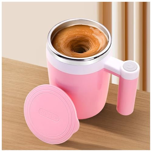 FOVNOT Auto Agitazione Tazza, 380 ML Ricaricabile Elettrica Alta Velocità Tazza di Miscelazione Automatica Magnetica Tazza di Miscelazione Elettrica Tazza di Miscelazione per Caffè/Latte (Rosa)