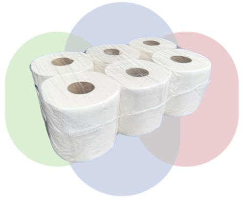 Ideal365 White Embossed Centrefeed Rolls – 2-Ply Recycled Paper Wiper Rolls, 120 m (333 Sheets) – Pack of 6 – Economical & Absorbent for Commercial & Everyday Use